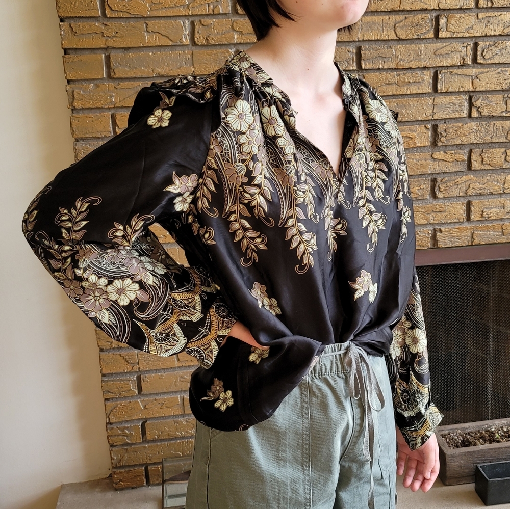 Antik Batik floral black blouse